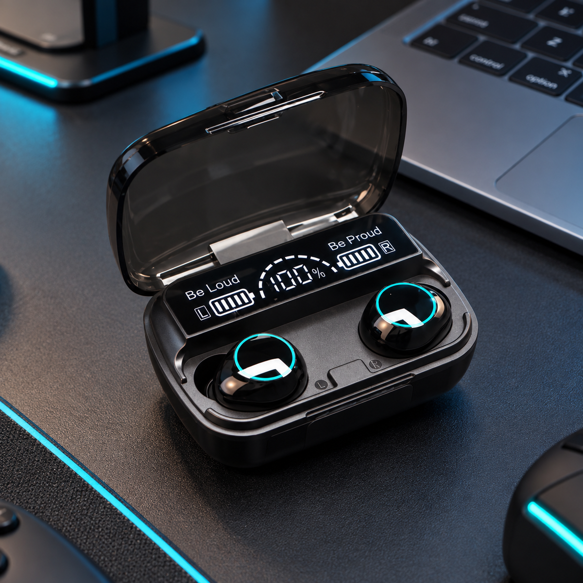 A V5.3 True Wireless Gaming Earbuds with LED Battery Display and ENC Noise Reduction